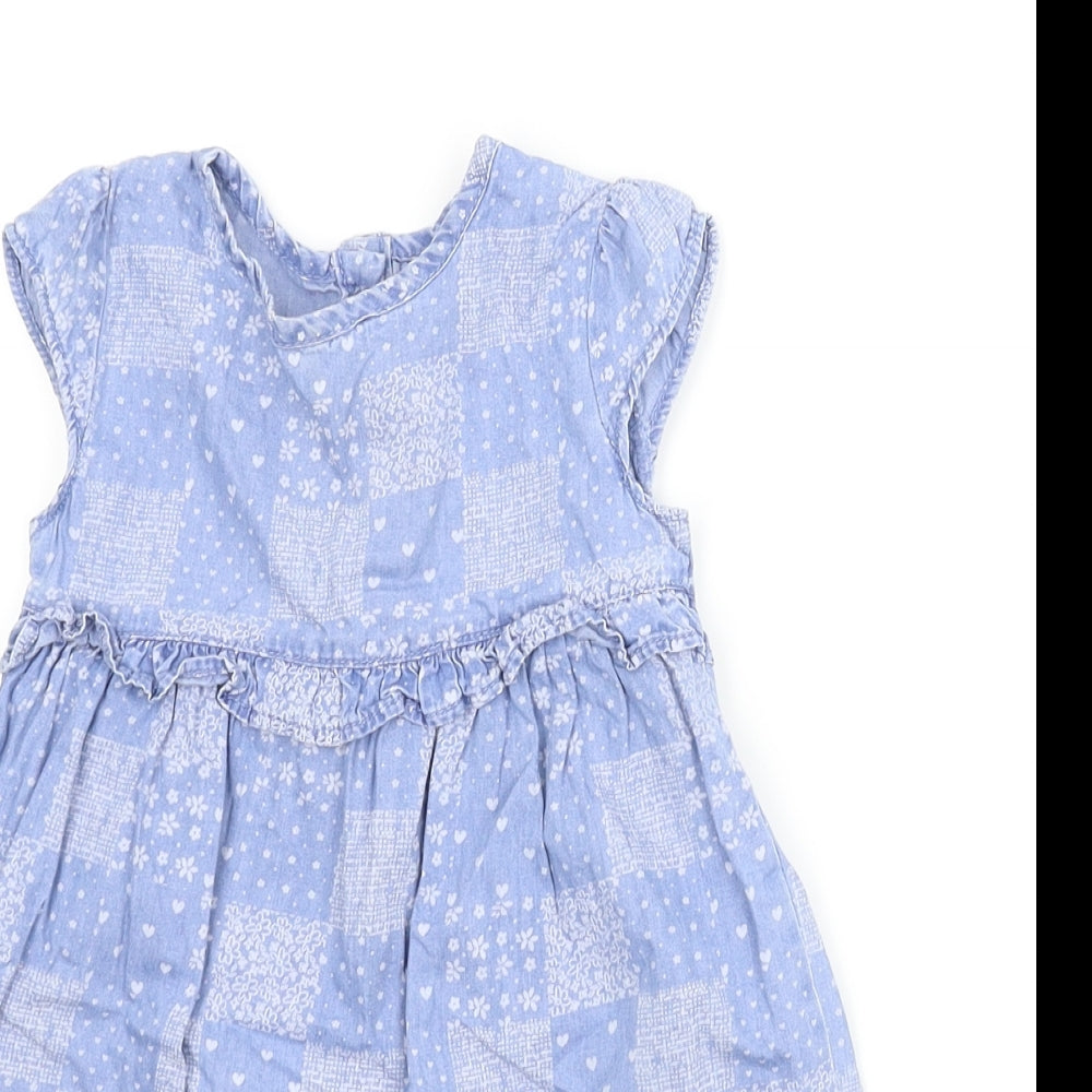 George Girls Blue Floral  A-Line  Size 9-12 Months
