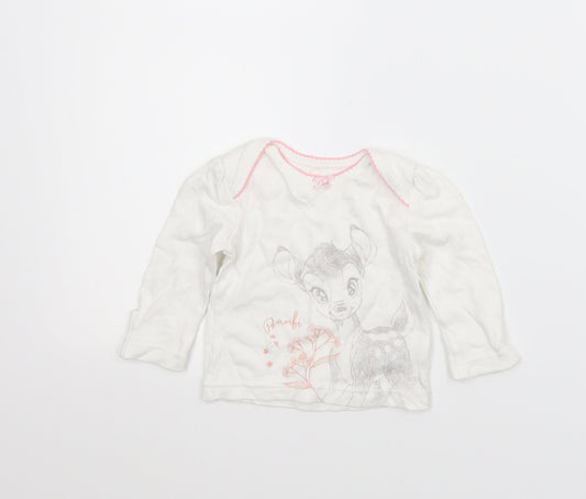George Girls White Animal Print  Basic T-Shirt Size 0-3 Months  - Disney