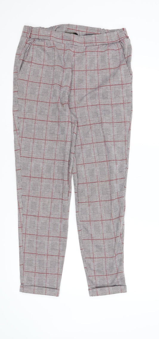 Lipsy London Womens Red Plaid  Jegging Trousers Size 12 L25 in