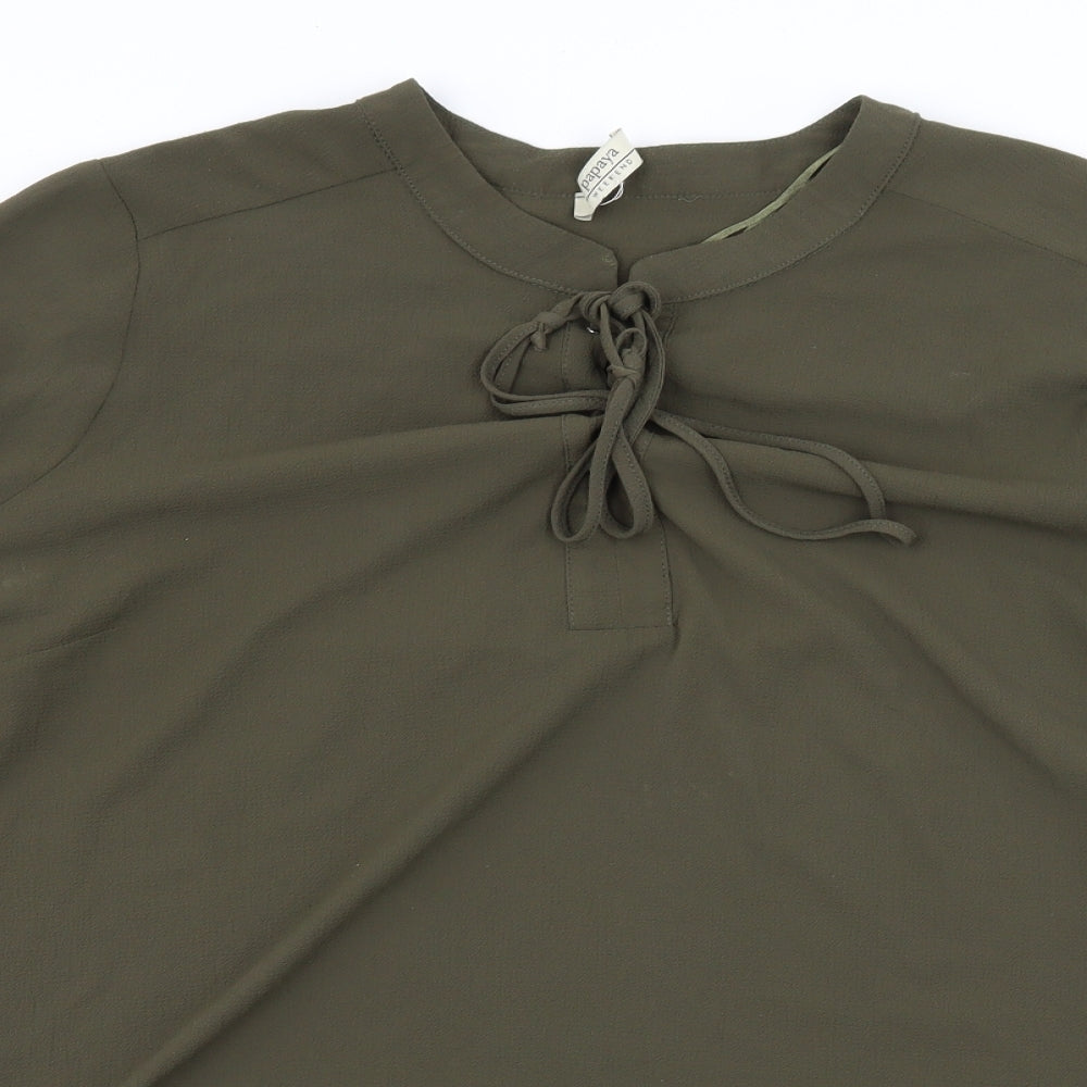 Papaya Womens Green   Basic Blouse Size 10  - Lace up detail