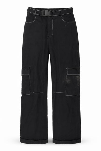 Front view of PRETTYLITTLETHING women’s black trousers, size UK 6, 28-inch leg