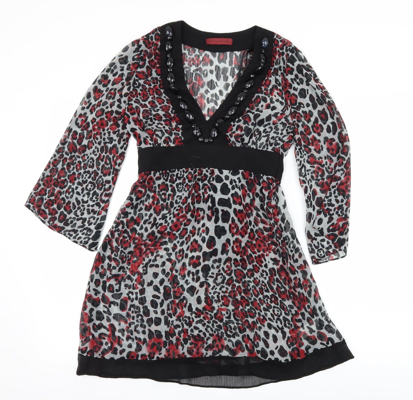 John Richmond Womens Multicoloured Animal Print  Basic Blouse Size 8  - Sheer
