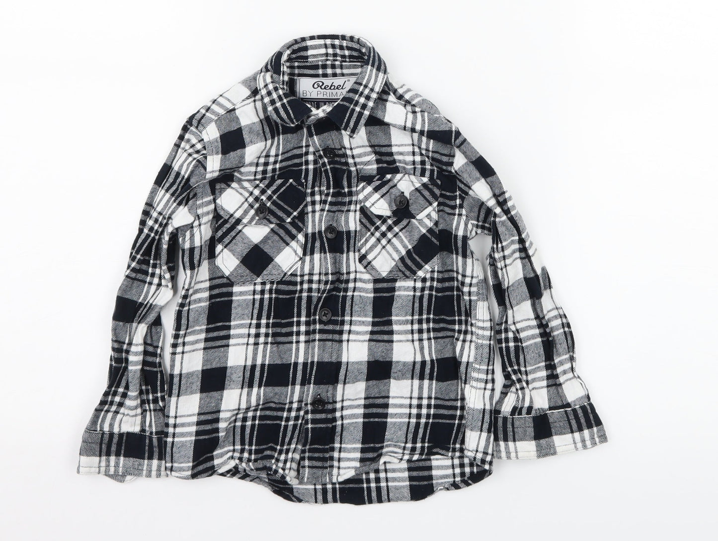 Primark Boys Blue Plaid  Basic Button-Up Size 2-3 Years