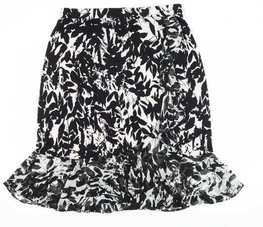 George Simonton Womens Black Floral  Flare Skirt Size M