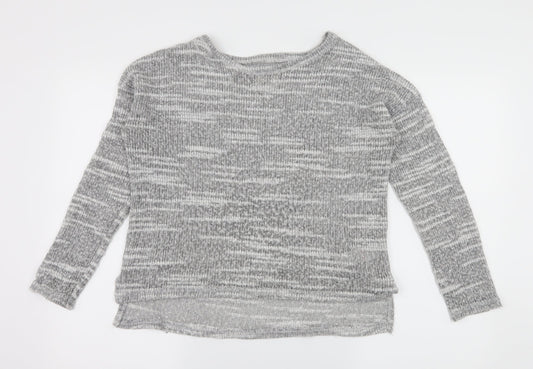 New Look Womens Grey Striped Knit Pullover Jumper Size 10