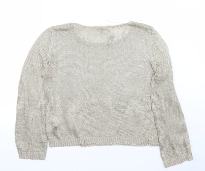 Back view of Limited Edition women’s gold jumper, size UK 18