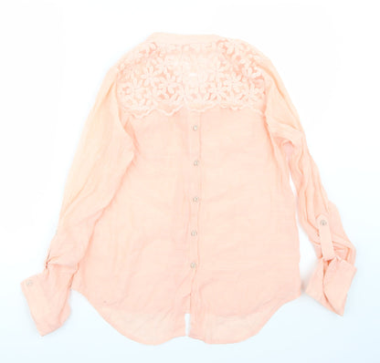 Back view of Mine women’s orange basic button-up, size S