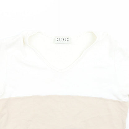 Close-up detail of Citrus women’s beige basic t-shirt, size UK 12