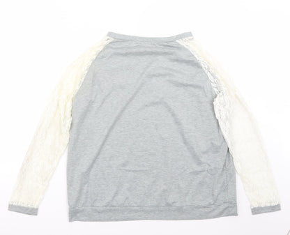 Back view of vague women’s grey basic t-shirt, size XL