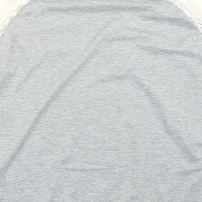 Brand and care label for vague women’s grey basic t-shirt, size XL
