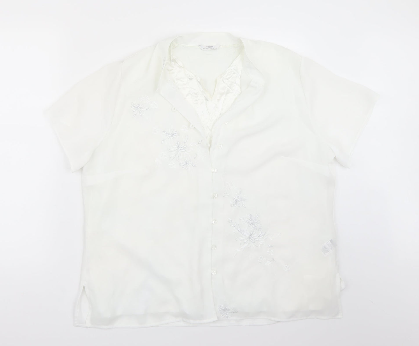 Marks and Spencer Womens White   Basic Button-Up Size 18