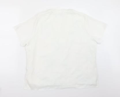 Back view of Marks & Spencer women’s white basic button-up, size UK 18