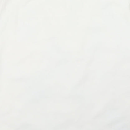 Brand and care label for Marks & Spencer women’s white basic button-up, size UK 18