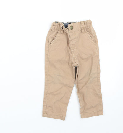 Additional front view of Denim & Co. girls’ brown capri jeans, size 9-12, months