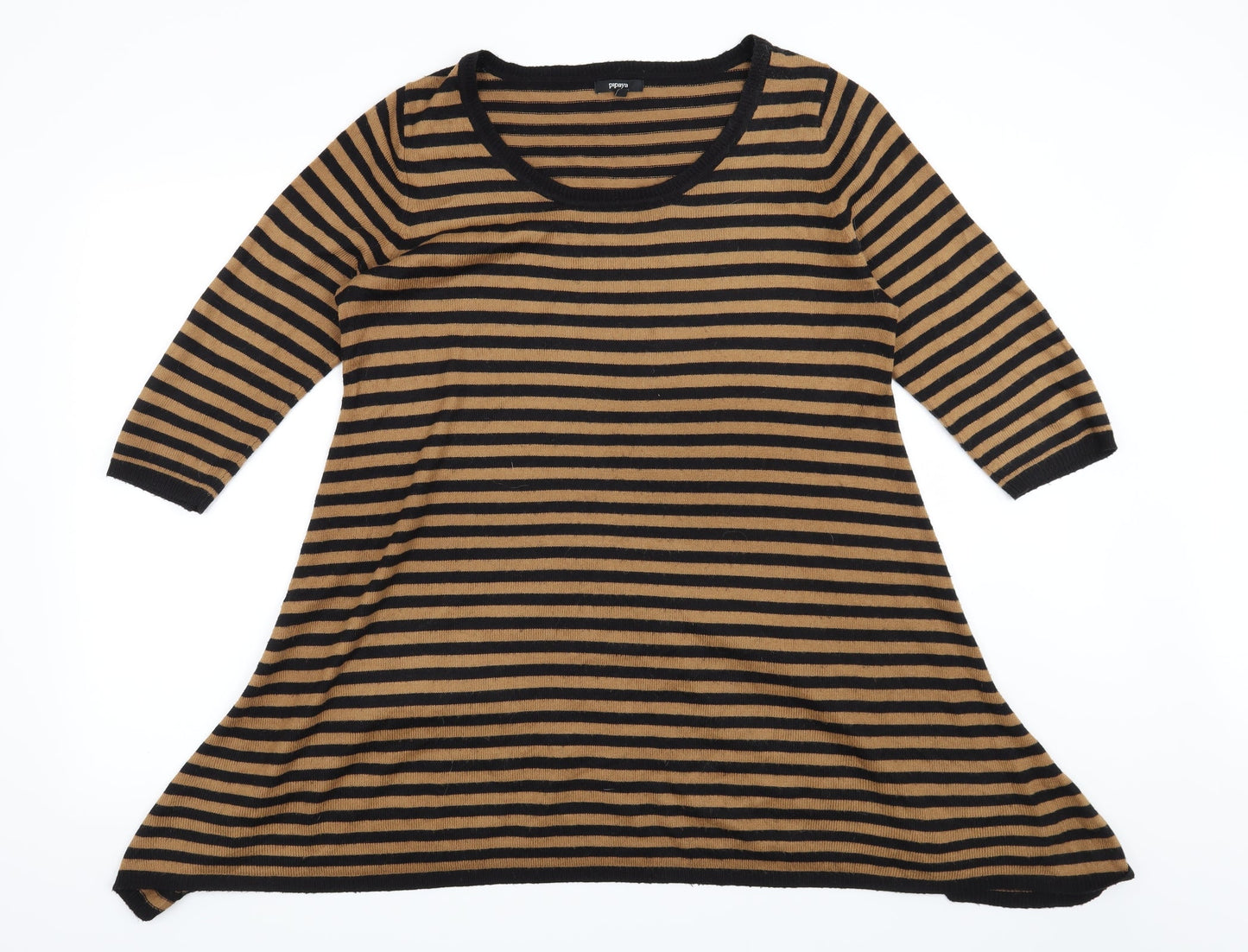 Papaya Womens Brown Striped  Pullover Jumper Size 12