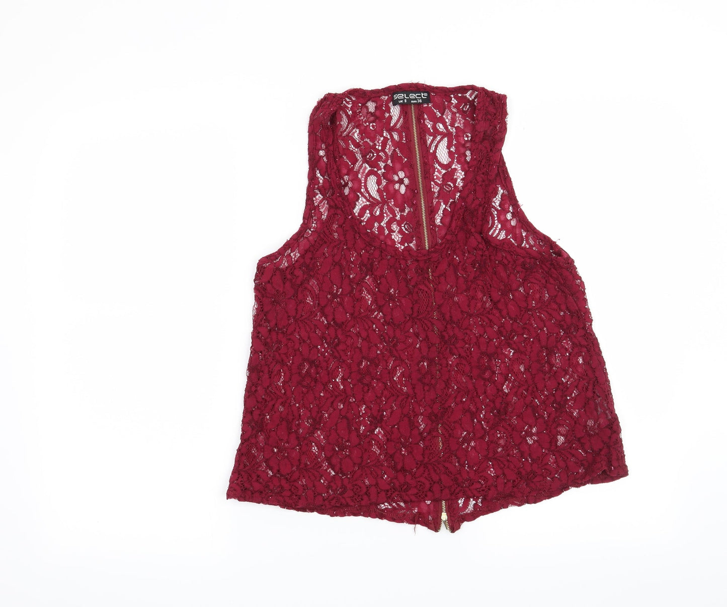 Select Womens Red Floral  Basic Blouse Size 8