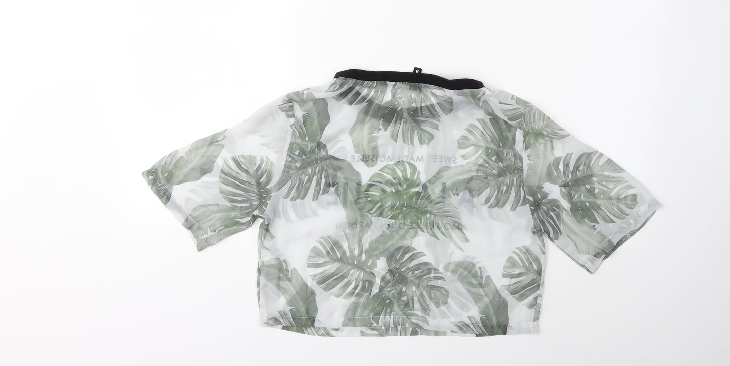 H&M Womens Green Floral  Basic T-Shirt Size 8