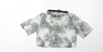 Back view of H&M women’s green floral basic t-shirt, size UK 8