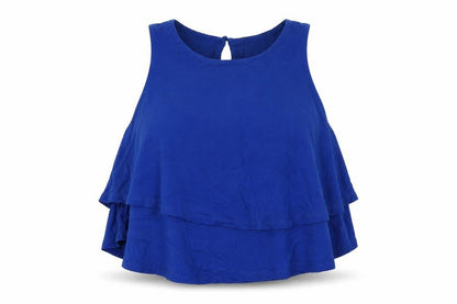Front view of Select women’s blue basic tank, size UK 8