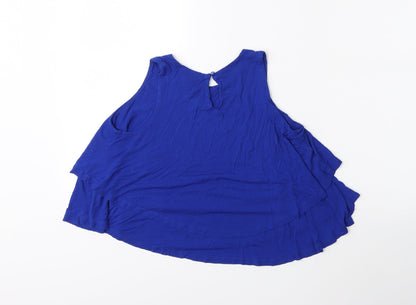 Back view of Select women’s blue basic tank, size UK 8