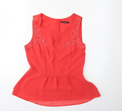 Front view of Dunnes women’s orange basic blouse, size UK 10
