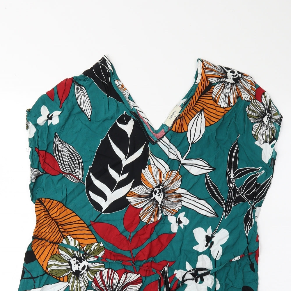 Papaya Womens Green Floral  Basic Tank Size 16