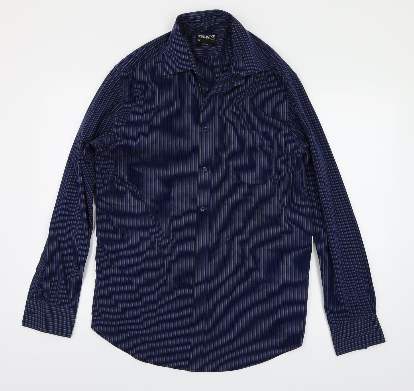 Debenhams Mens Blue Striped   Button-Up Size 16