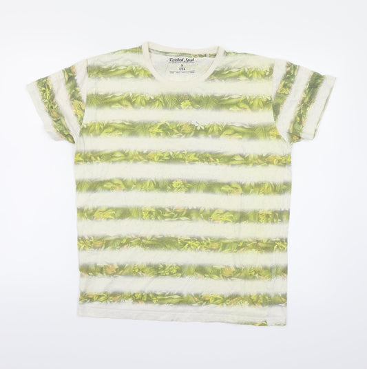 Twisted Soul Womens Green Floral Jersey Basic T-Shirt Size S