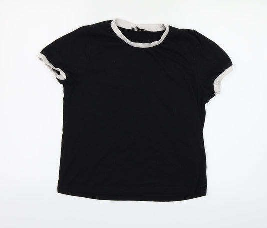 Boohoo Womens Black  Jersey Ringer T-Shirt Size 12