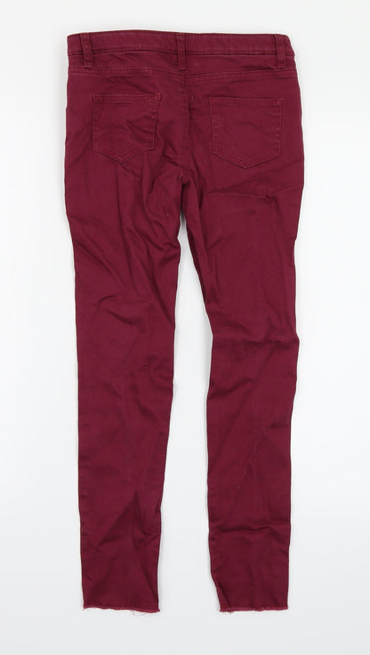 Back view of Denim & Co. girls’ purple denim skinny jeans, size 11-12, years - distressed