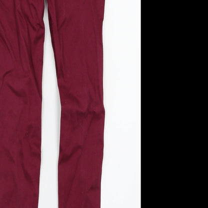 Brand and care label for Denim & Co. girls’ purple denim skinny jeans, size 11-12, years - distressed