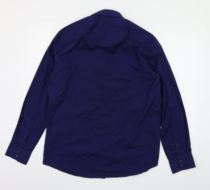 Back view of Taylor & Wright men’s blue button-up, size 16