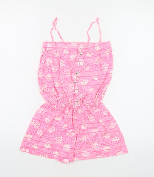 Young Dimension Girls Pink Geometric Jersey Playsuit One-Piece Size 10-11 Years