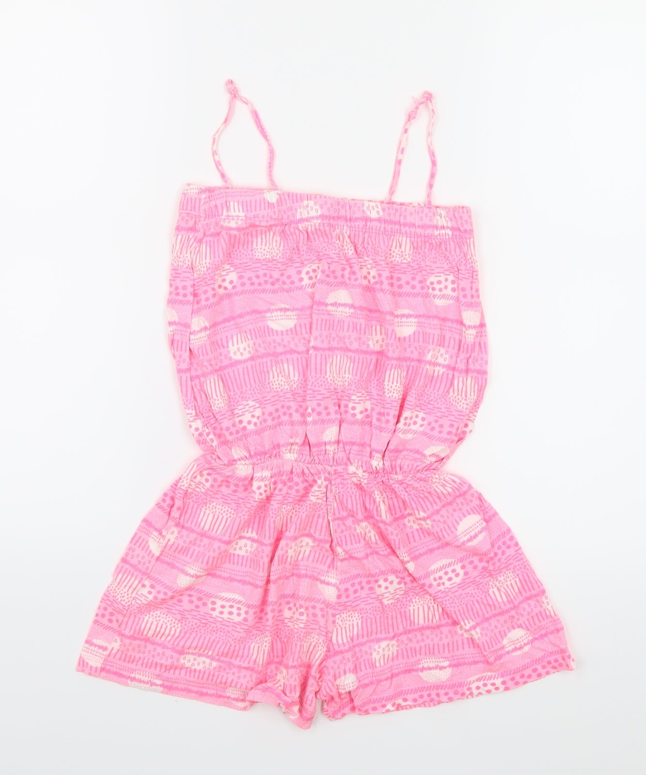 Young Dimension Girls Pink Geometric Jersey Playsuit One-Piece Size 10-11 Years