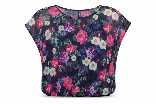 Atmosphere Womens Blue Floral Mesh Basic Blouse Size 10