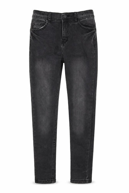 Front view of Denim & Co. girls’ black denim skinny jeans, size 11-12, years