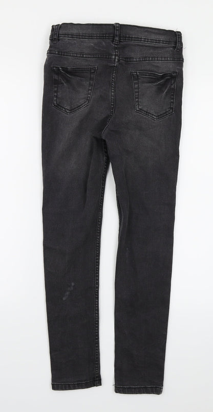 Back view of Denim & Co. girls’ black denim skinny jeans, size 11-12, years
