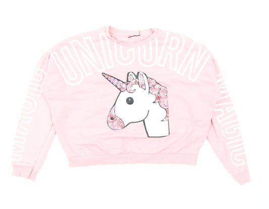 Primark Girls Pink   Pullover Sweatshirt Size 10-11 Years