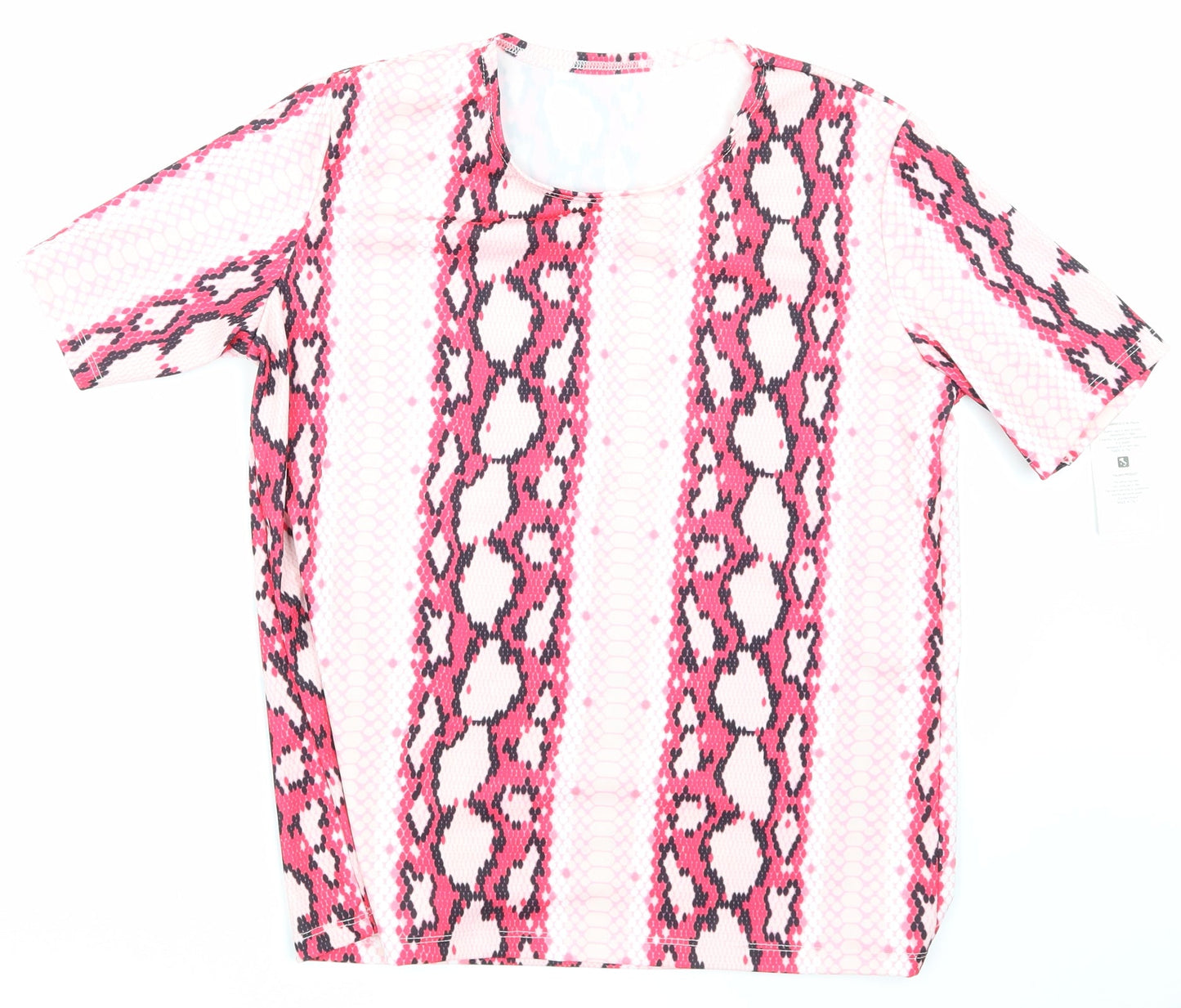Moda Womens Pink Animal Print  Basic T-Shirt Size 10