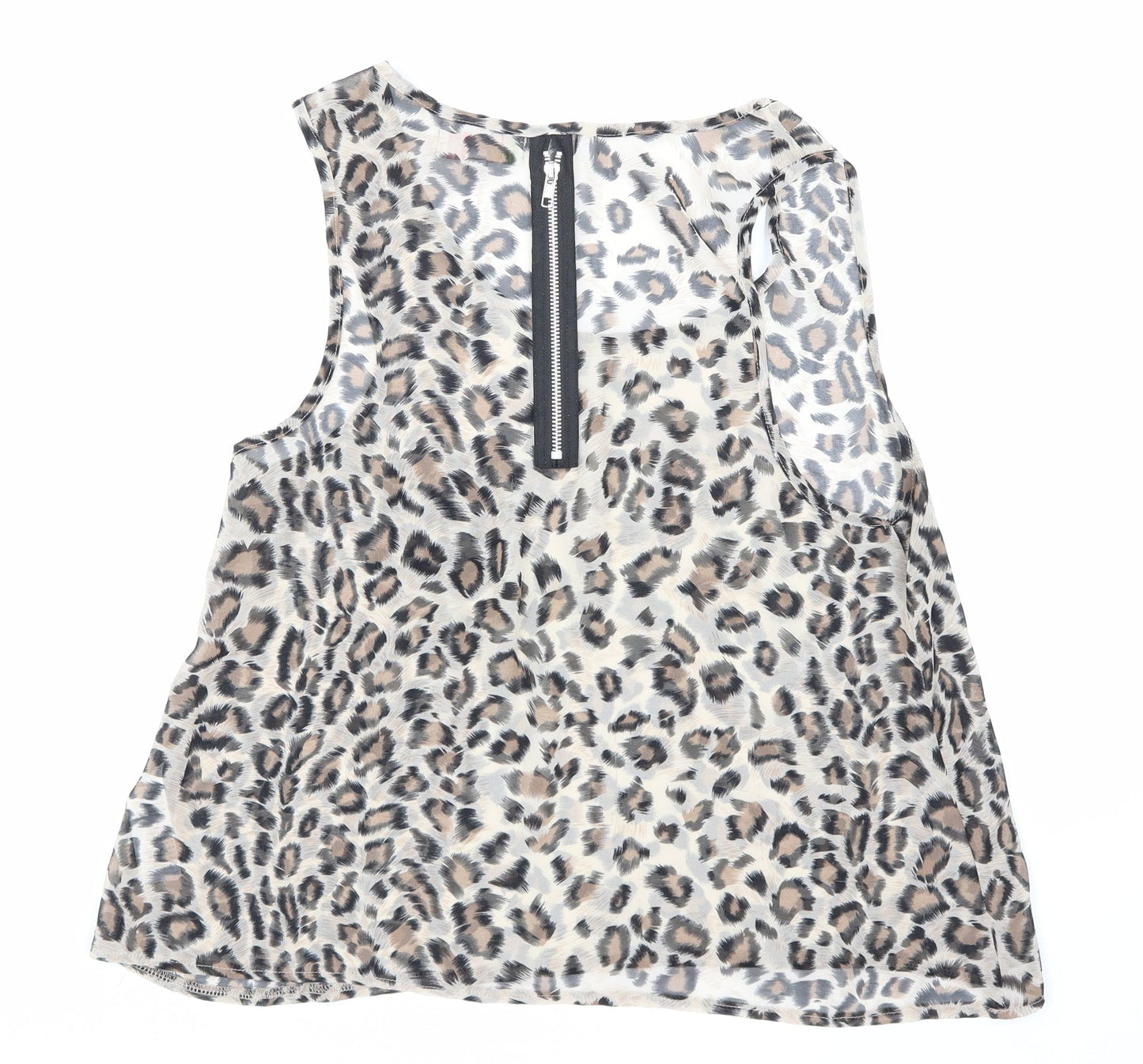 cameo rose Womens Brown Animal Print Mesh Basic Blouse Size 12
