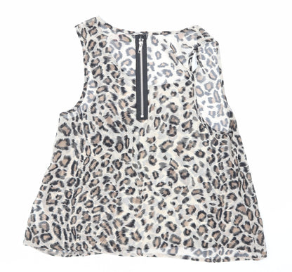 Back view of Cameo Rose women’s brown animal print mesh basic blouse, size UK 12