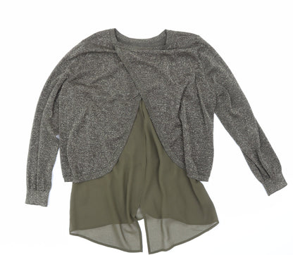 Back view of Oasis women’s gold basic blouse, size L
