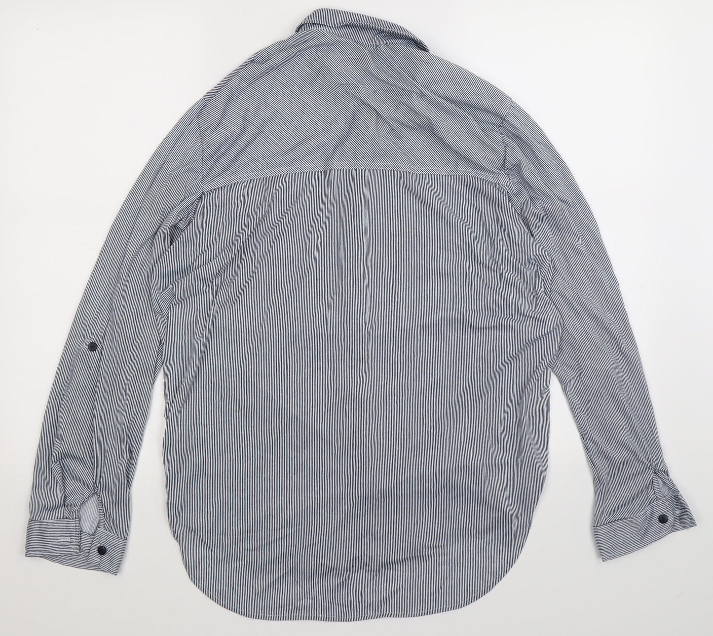 Passport Womens Blue Striped  Basic Button-Up Size XL
