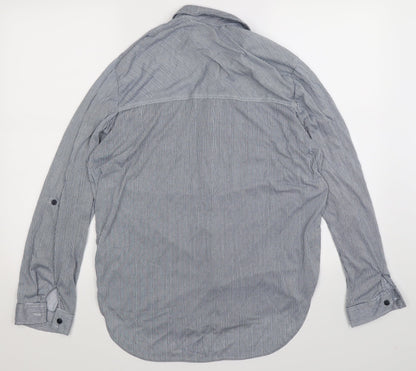 Back view of Passport women’s blue striped basic button-up, size XL