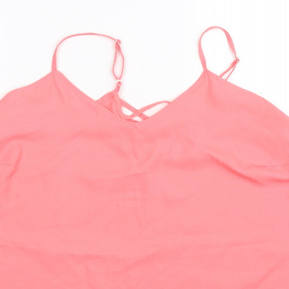 Close-up detail of Yours women’s pink basic tank, size UK 16