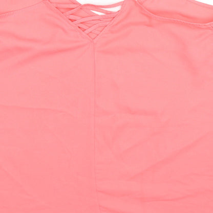 Brand and care label for Yours women’s pink basic tank, size UK 16
