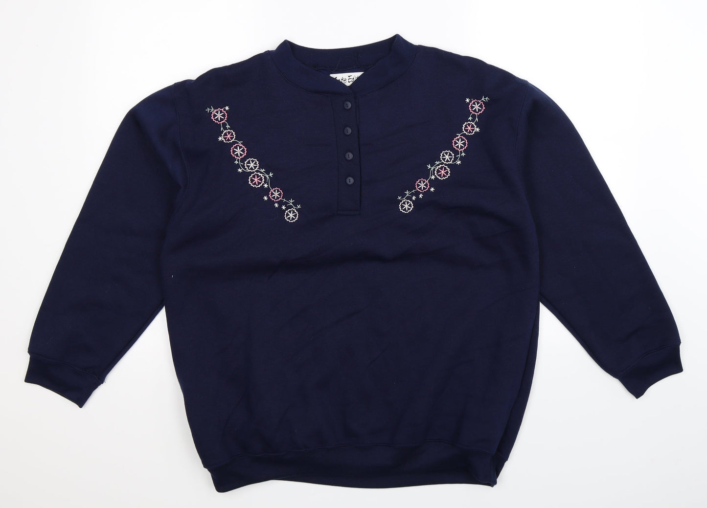 Late Edition Womens Blue Floral  Pullover Sweatshirt Size M  - Oversized