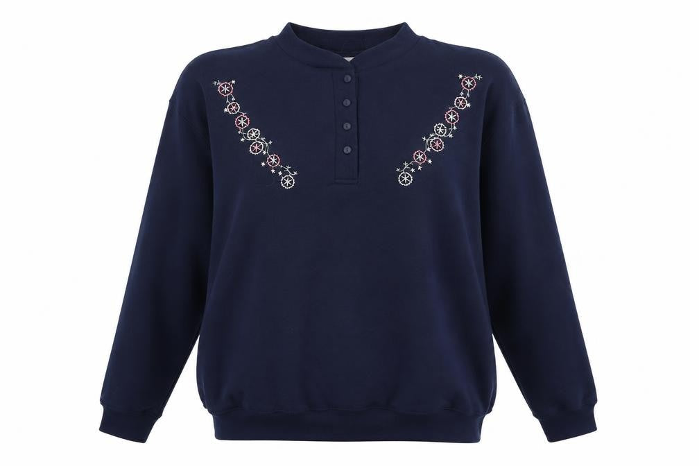 Late Edition Womens Blue Floral  Pullover Sweatshirt Size M  - Oversized
