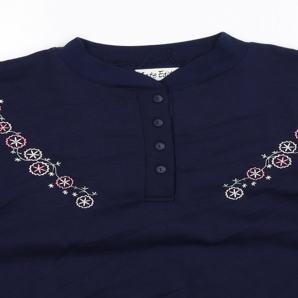Late Edition Womens Blue Floral  Pullover Sweatshirt Size M  - Oversized