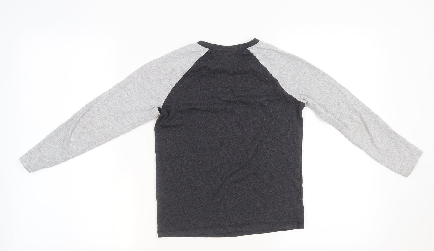 George Boys Grey Solid   Pyjama Top Size 8-9 Years  - Dino snore graphic